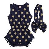 Baby Girl Clothes Gold Dots Bodysuit Romper Jumpsuit One-pieces Outfits Set (6-12 Months, Navy Blue)