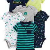Simple Joys by Carter's Baby Boys 6-Pack Short-Sleeve Bodysuit, Navy/Turquoise, 3-6 Months