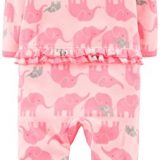 Simple Joys by Carter's Baby Girls' 2-Pack Fleece Footed Sleep and Play, Monkey/Elephant, 6-9 Months - Image 3